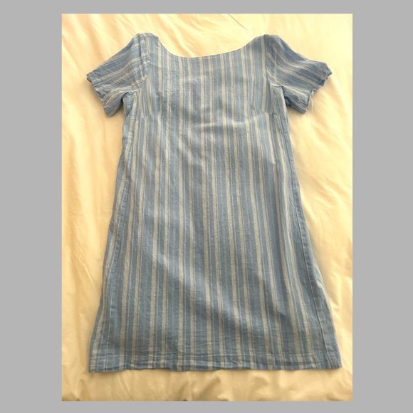 By Anthropologie Cape May Blue Stripe Linen Dress - Sz. 12 - Picture 3 of 6